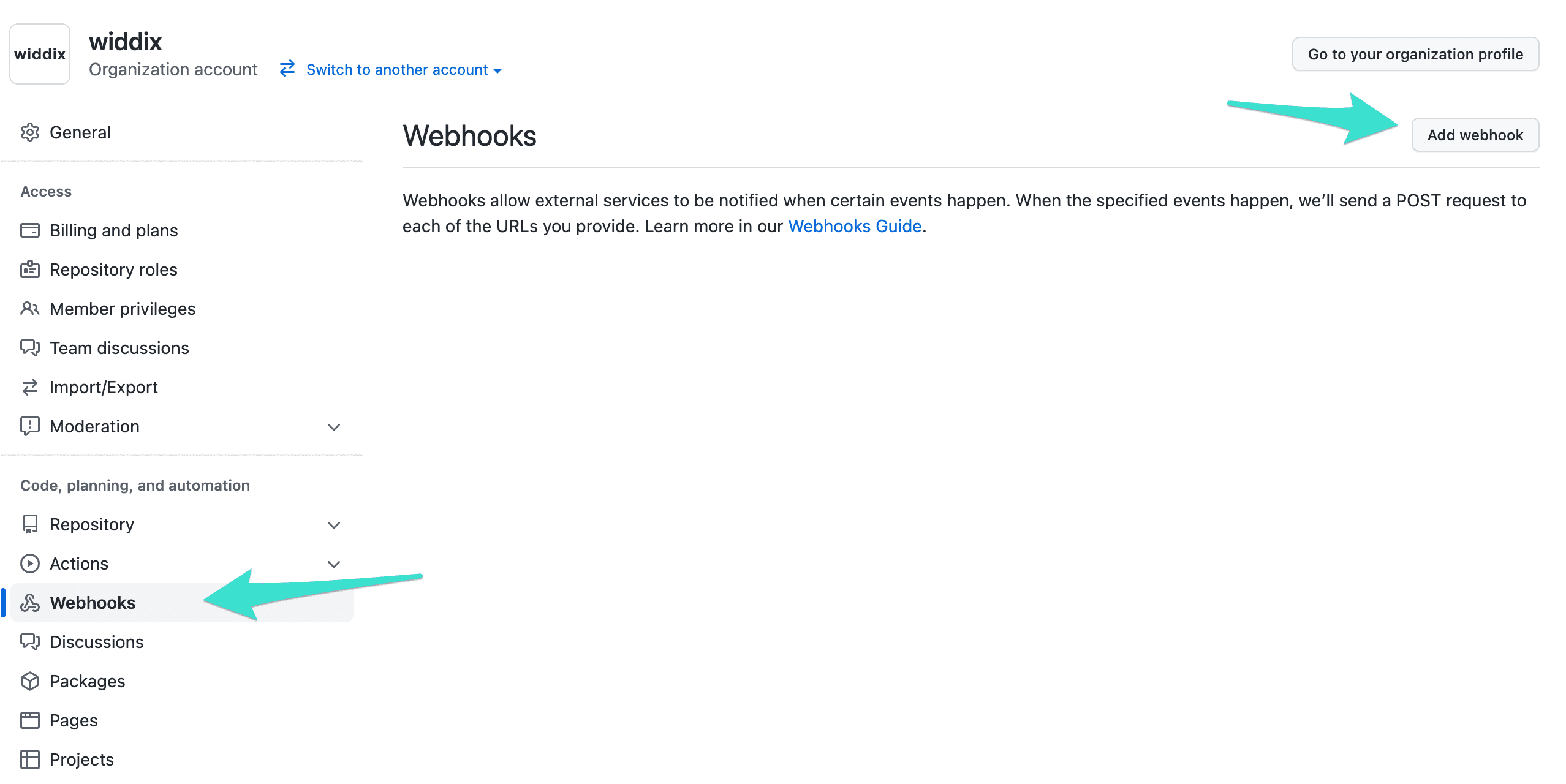 GitHub Create Webhook Step 2