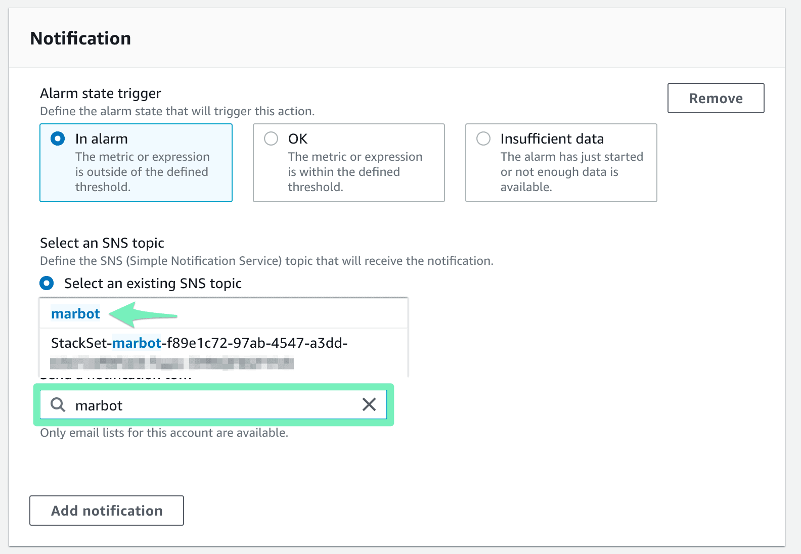 Create marbot notification