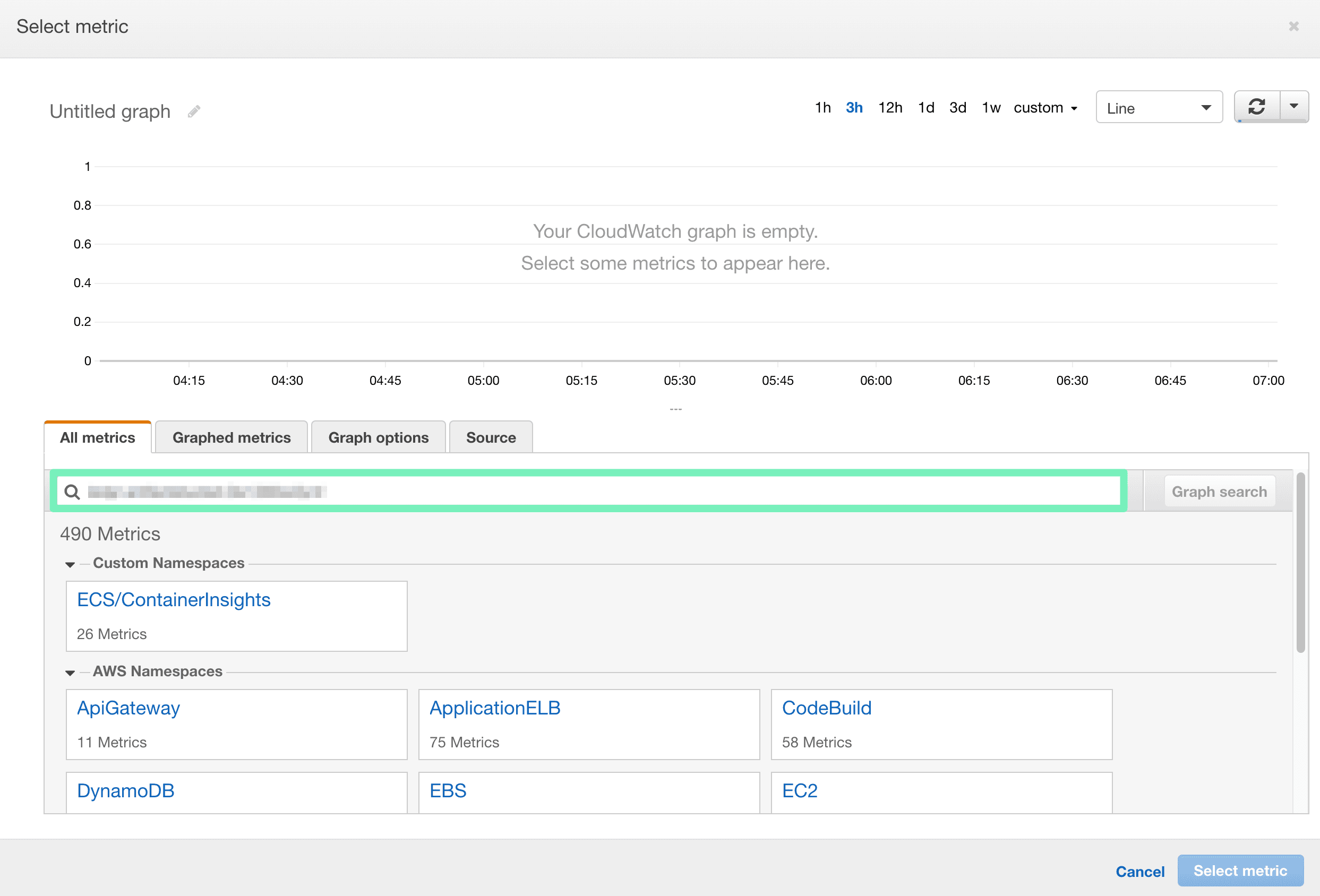 Select CloudWatch metric: step 2