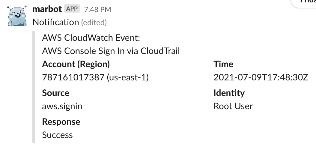 Root User Sign In Notification