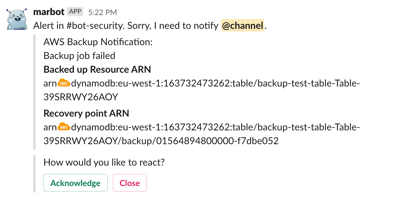 AWS Backup Notification