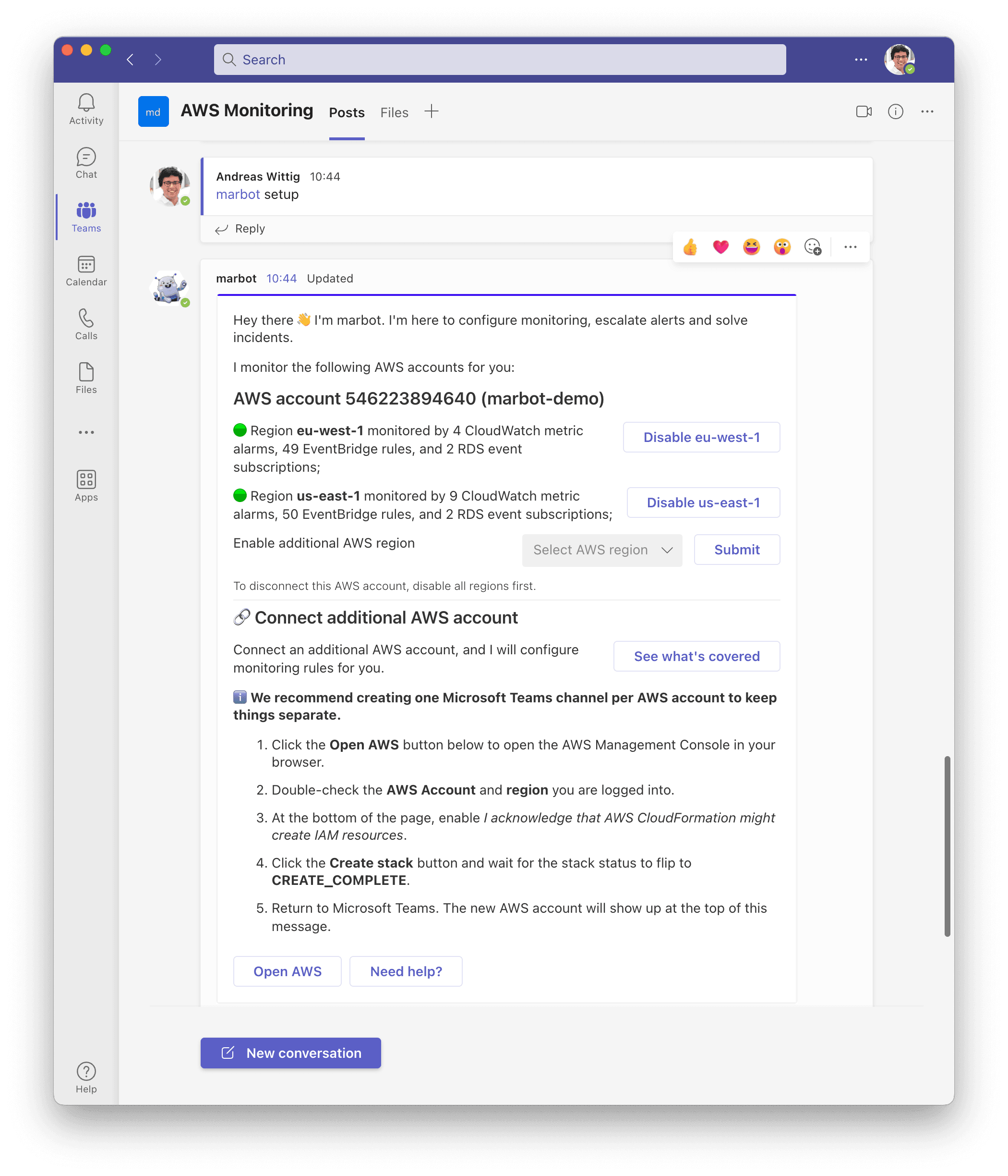 AWS Monitoring Assistant for Microsoft Teams