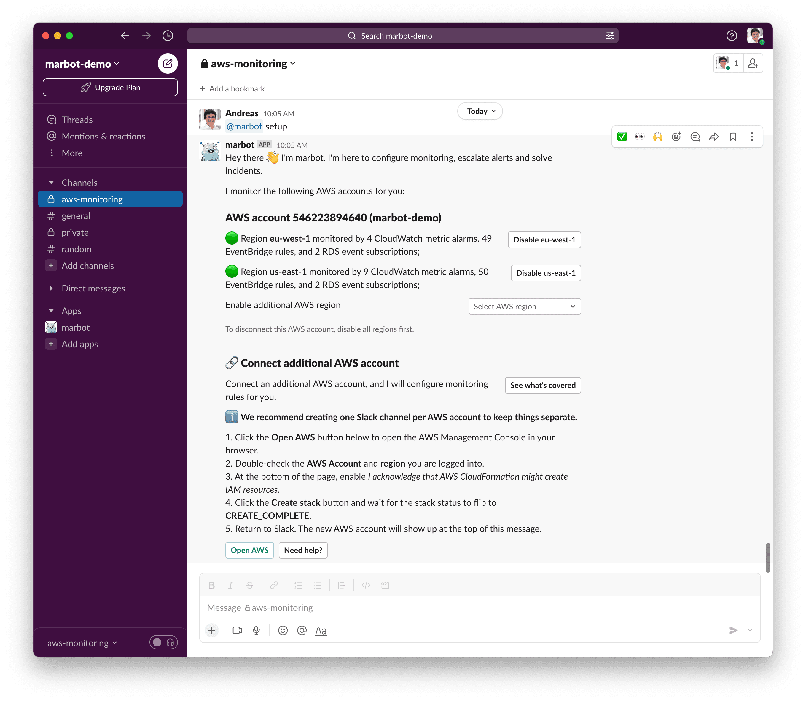 Installing marbot for Slack: Step 10