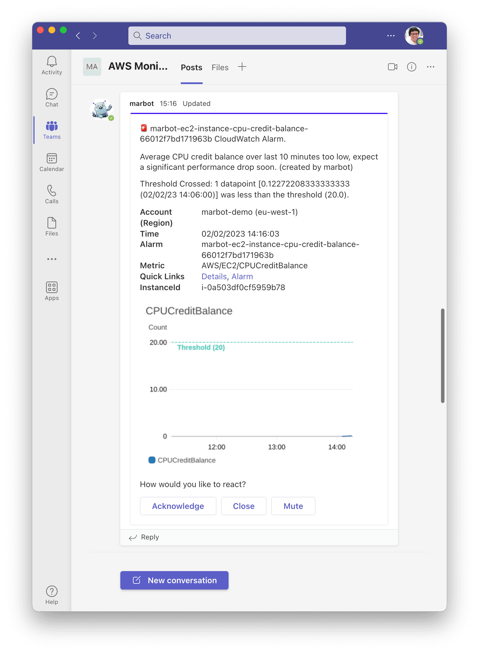 marbot for Microsoft Teams: Alert