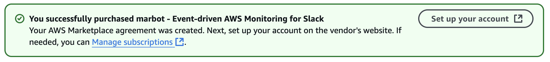 Subscribe to marbot for Slack: Step 5